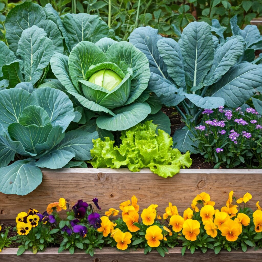 Raised vegetable gardening beds.