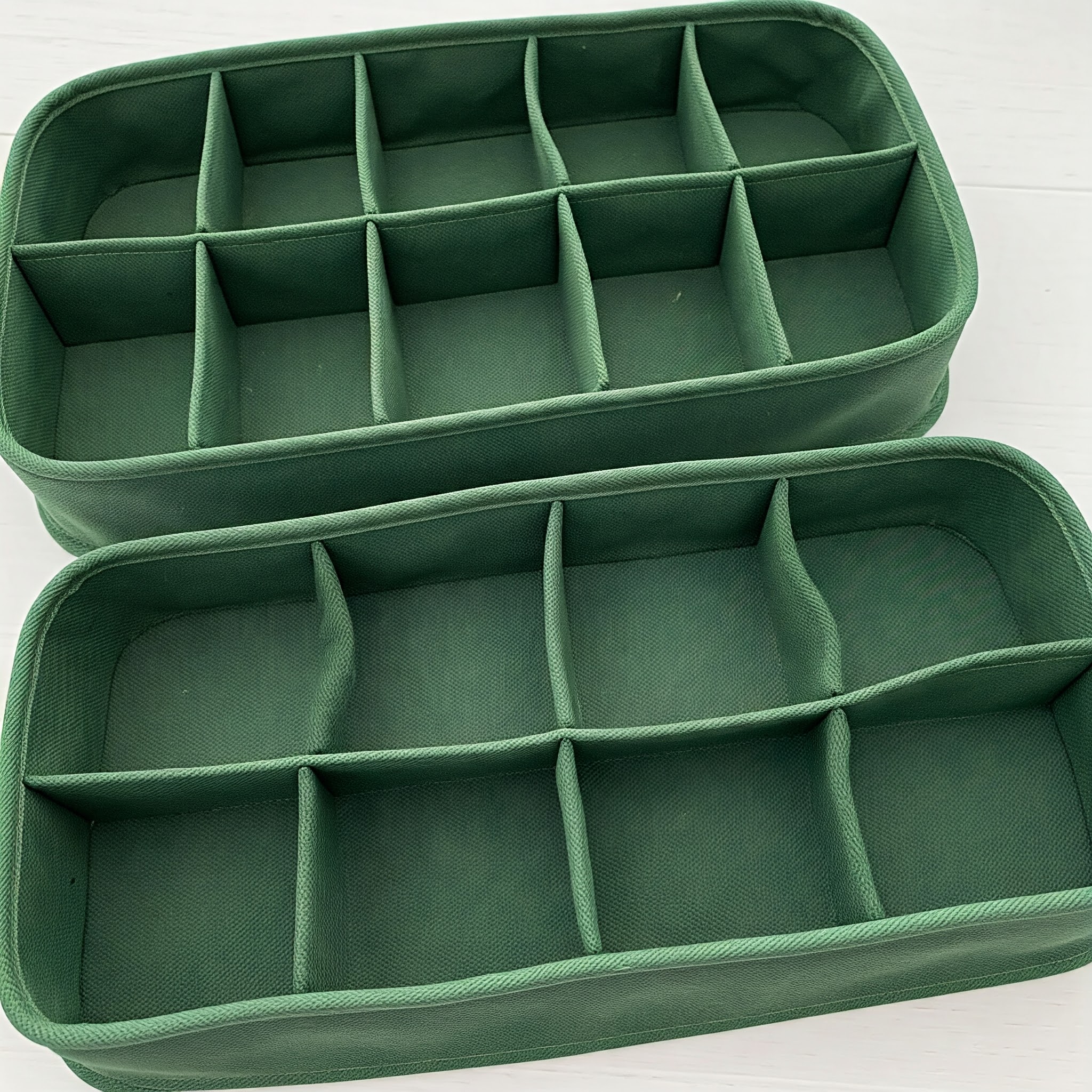 A green deep drawer organizer for sock storage ideas.