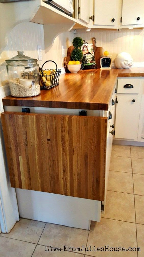 Foldable and extendable kitchen countertop.