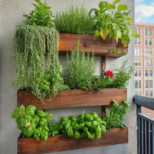 Wall mounted multi-tiered gardening rack.