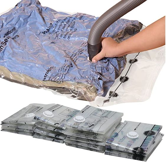 Vacuum-sealed bags.