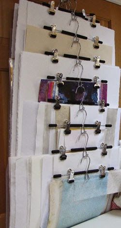 Hanging clasps to hold canvas papers.