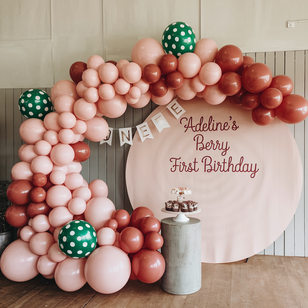 A simplistic fruit berry theme unique birthday decor.