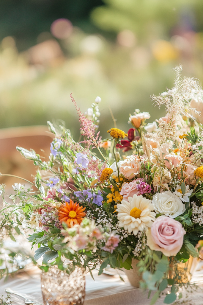 Full bloom of sunny flowers as a centerpiece for any outdoor gathering.