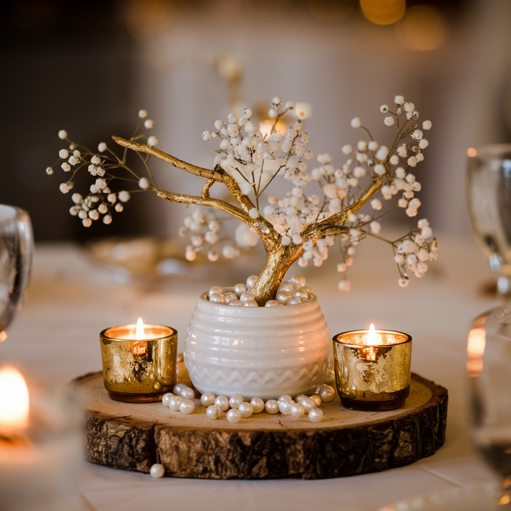 A unique and gorgeous rustic centerpiece that I have whipped up using my creativity and AI's help.