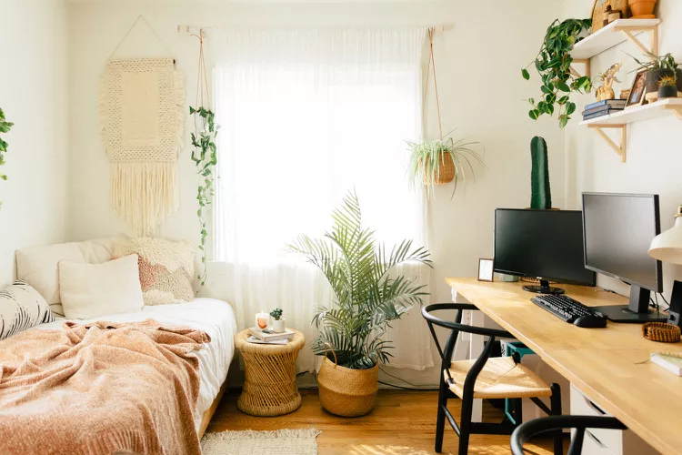 A very refreshing working and resting nook at a small space.