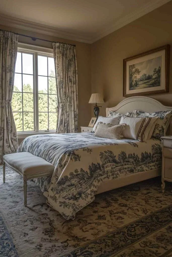 French-inspired floral bedroom.