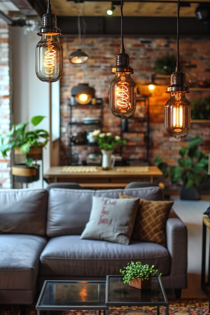 Vintage industrial lighting fixtures.
