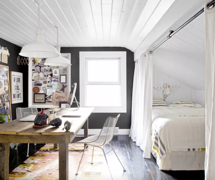 A guest room and home office for those who like to work with hands (iykwim).