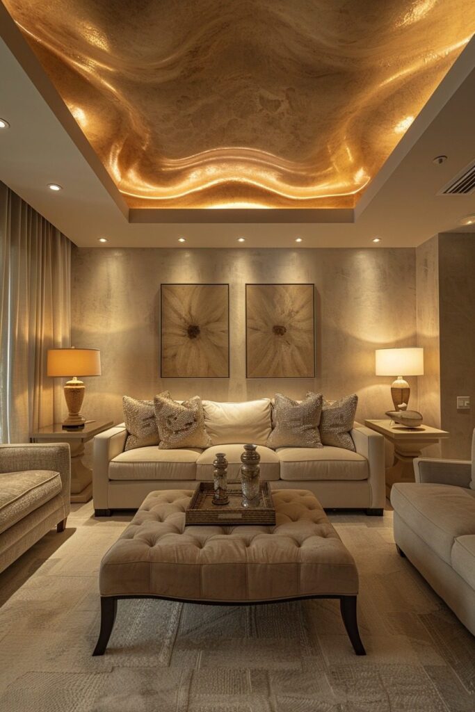 Dimmable cove lighting.