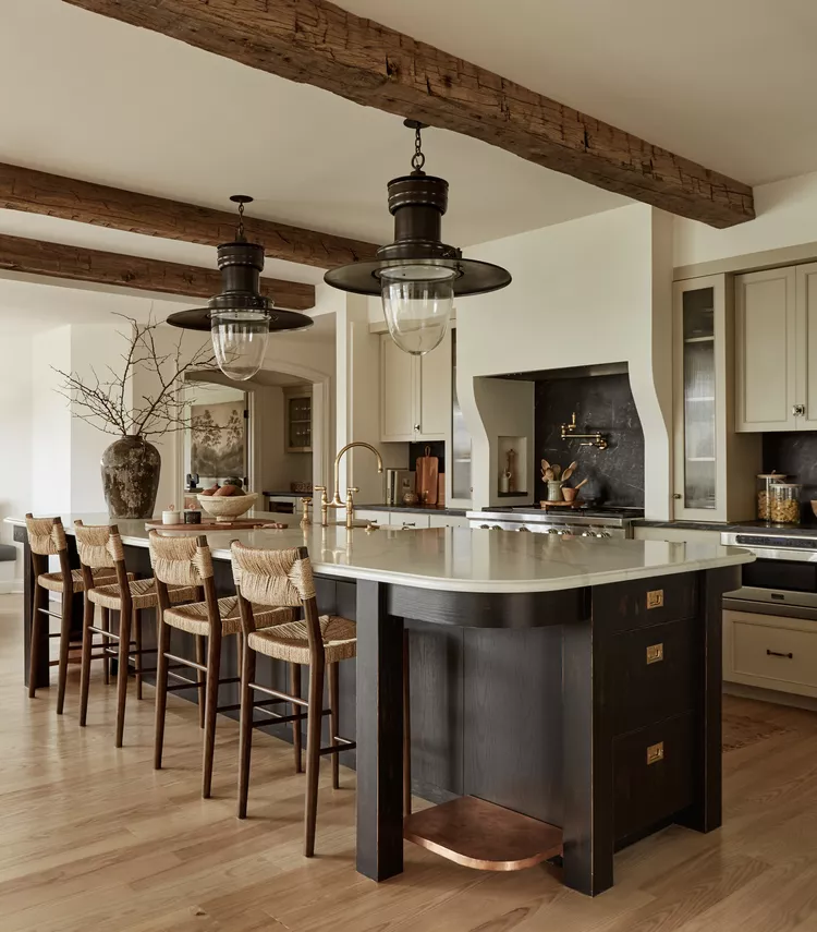 Industrial refined pendant lights.