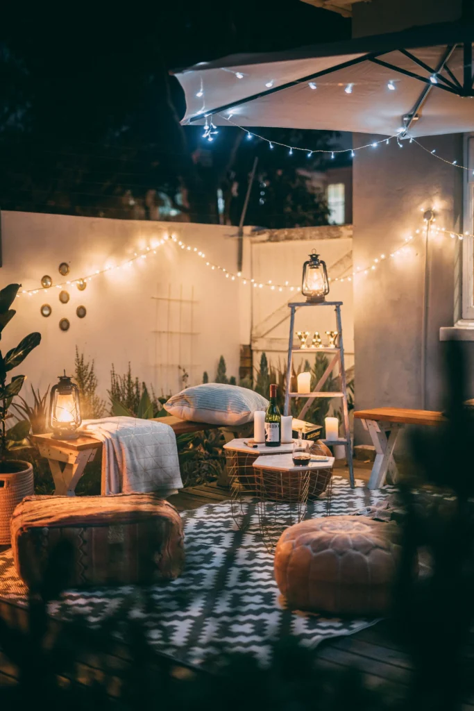 Bohemian eclectic backyard.