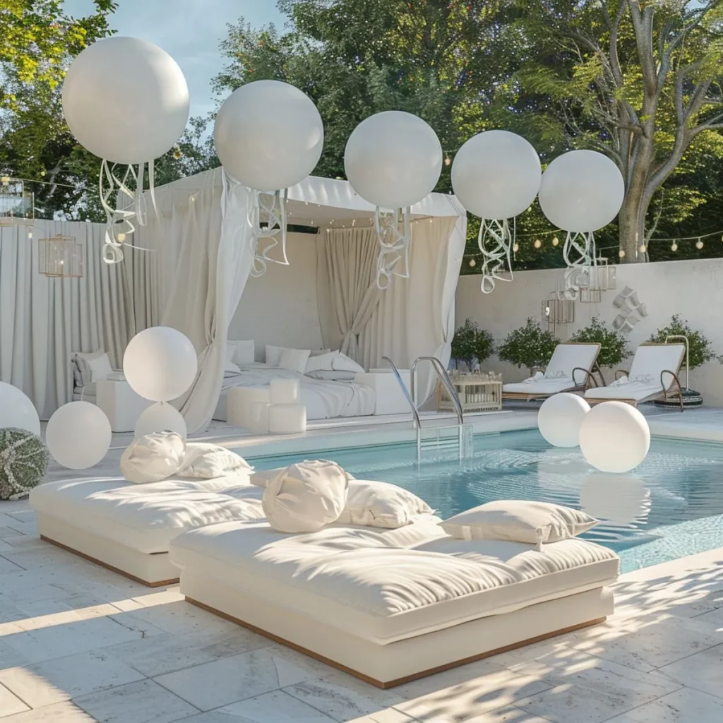 An all white elegant pool party.