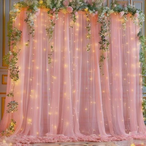 Pink Fabric Curtains for graduation backdrop
