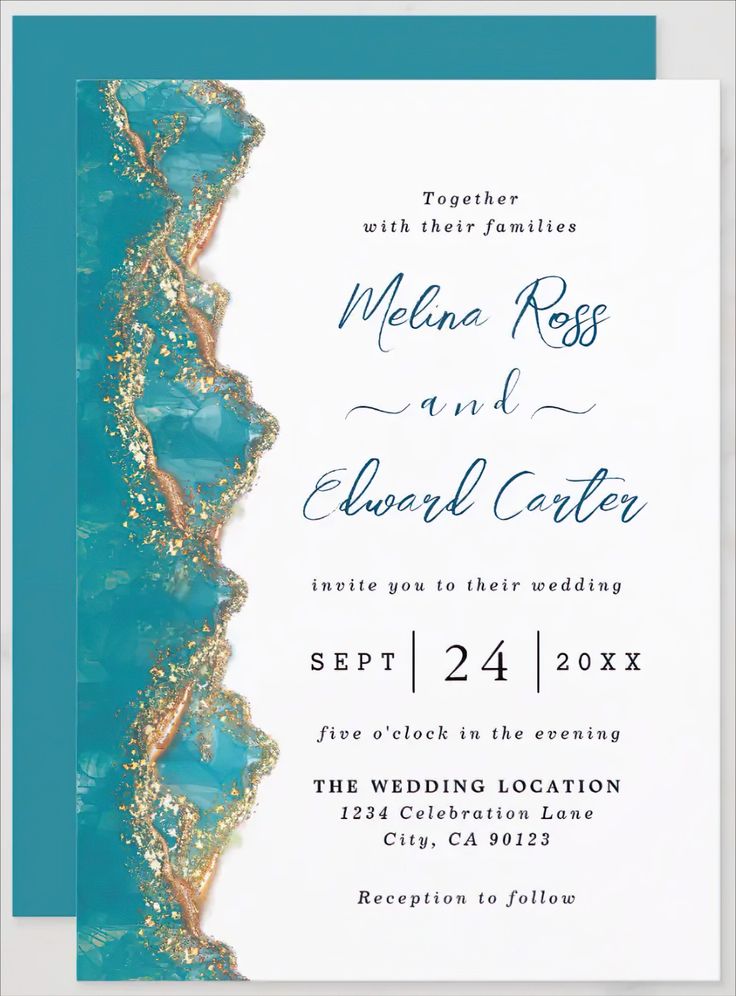 Jewel Tone Wedding Sapphire Water Escort Cards
