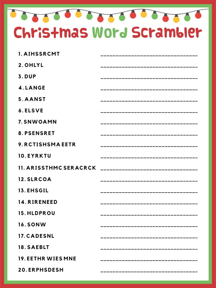 Christmas Word Scramble Game