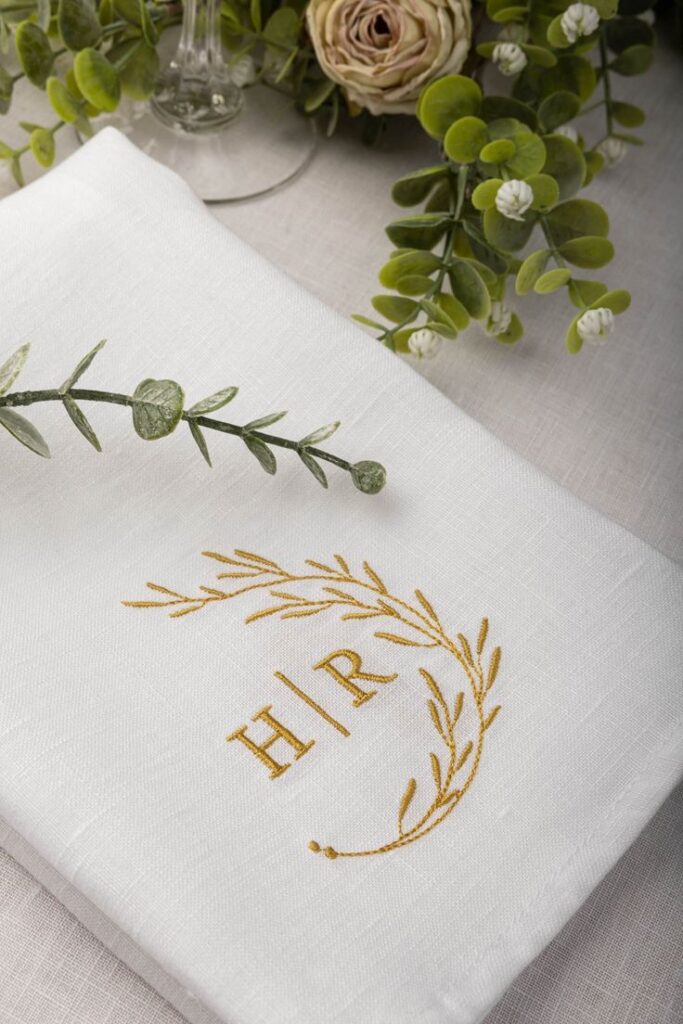 Jewel Tone Wedding Embroidered Napkins