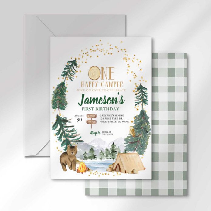 Digital “One Happy Camper” Birthday Invites