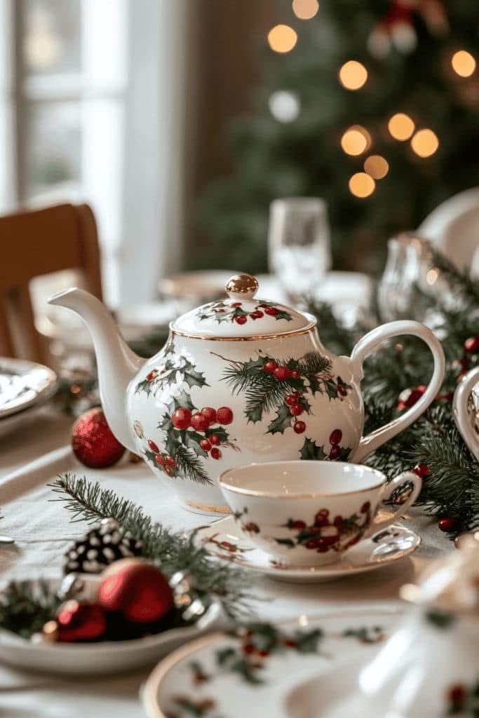 Christmas Tea Party Mistletoe & Holly Charm