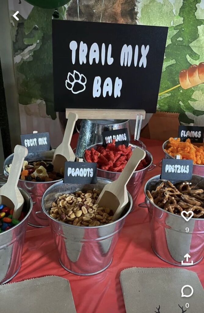 Happy Camper First Birthday Trail Mix Cupcake Tower