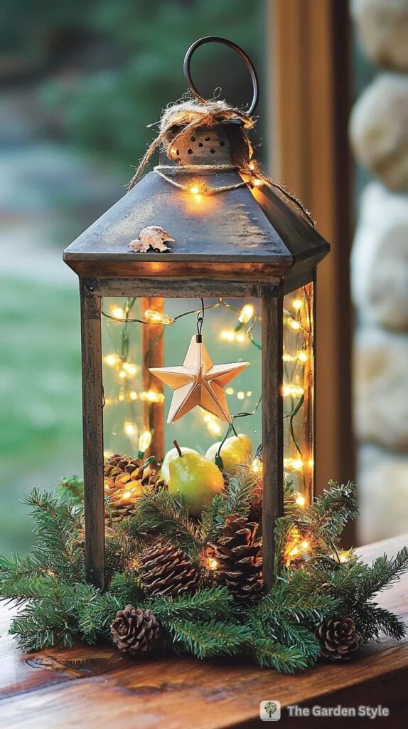 Fairy Light Pine Lantern