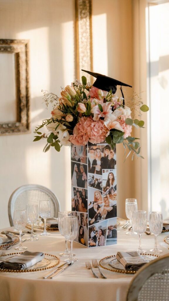 DIY Photo Collage Graduation Centerpieces