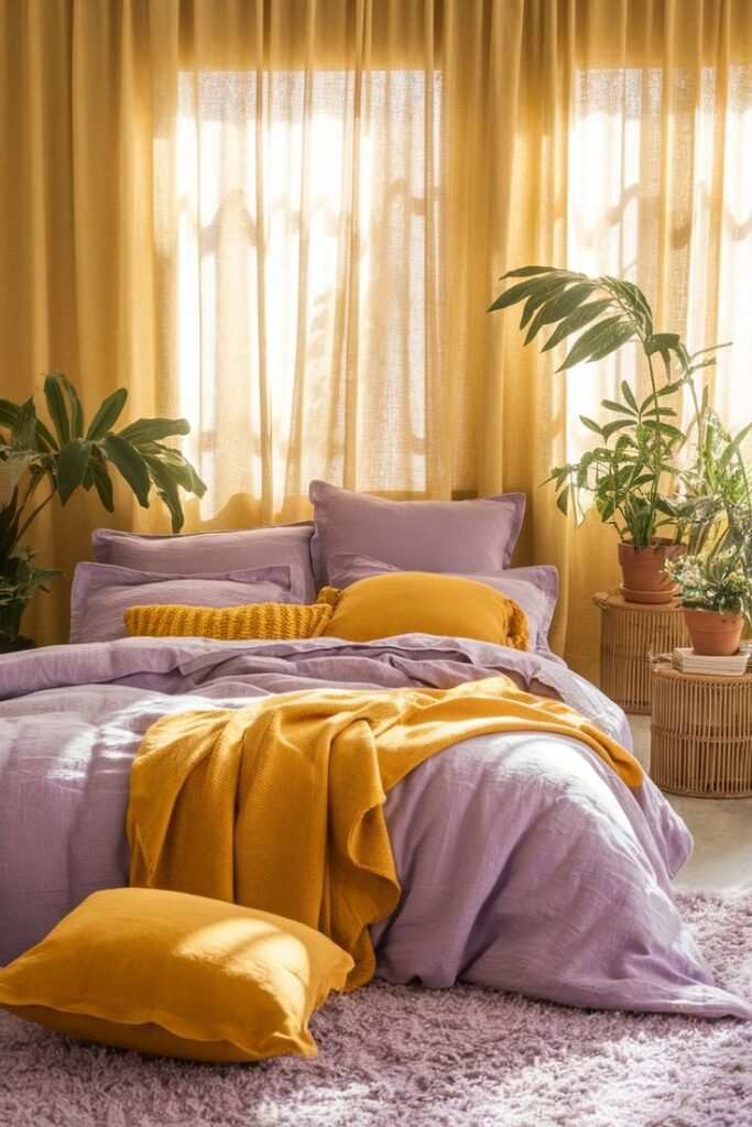 Yellow And Purple Bedroom