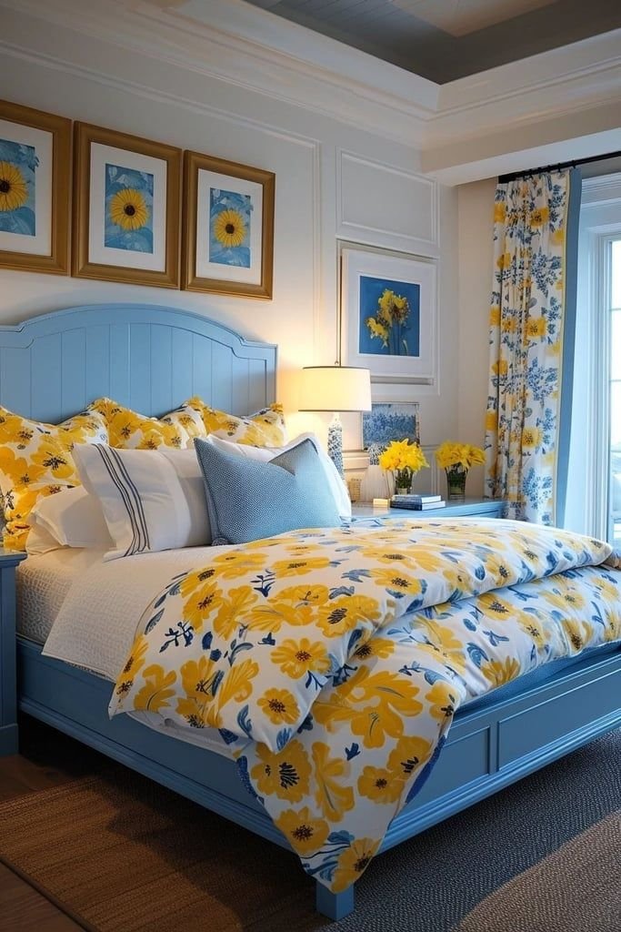 Yellow And Blue Bedroom