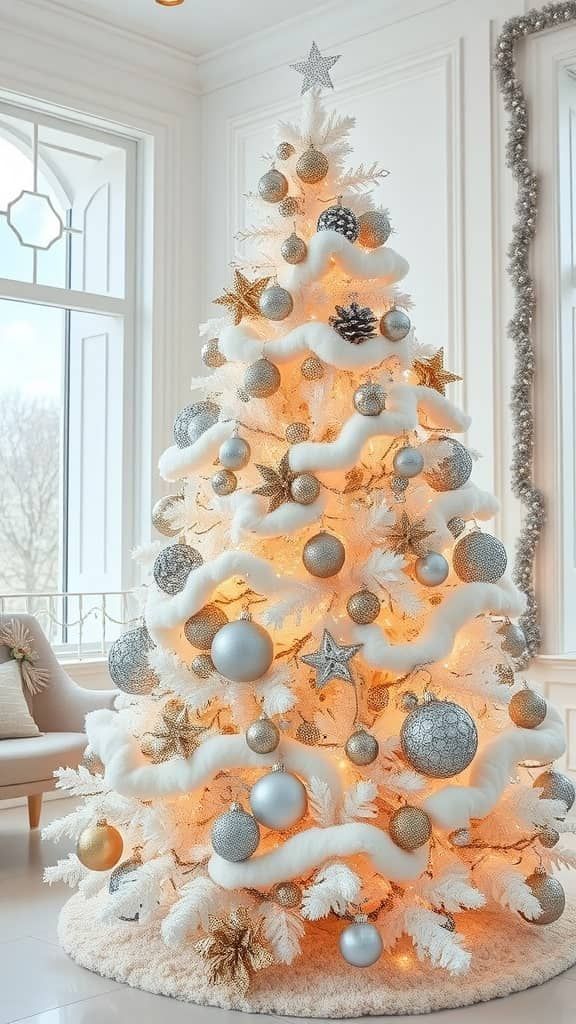 Elegant White Christmas Tree Decor