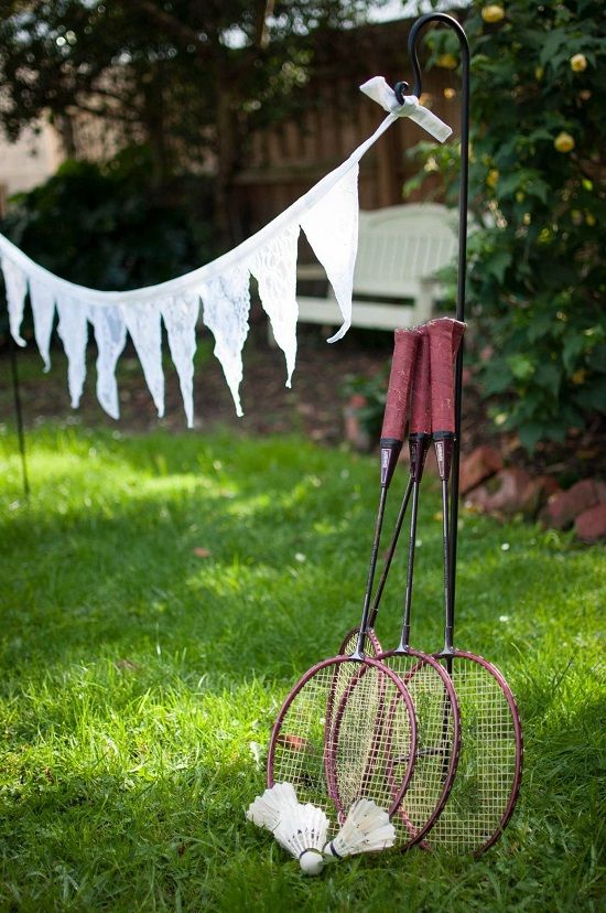 Backyard Wedding Badminton Game