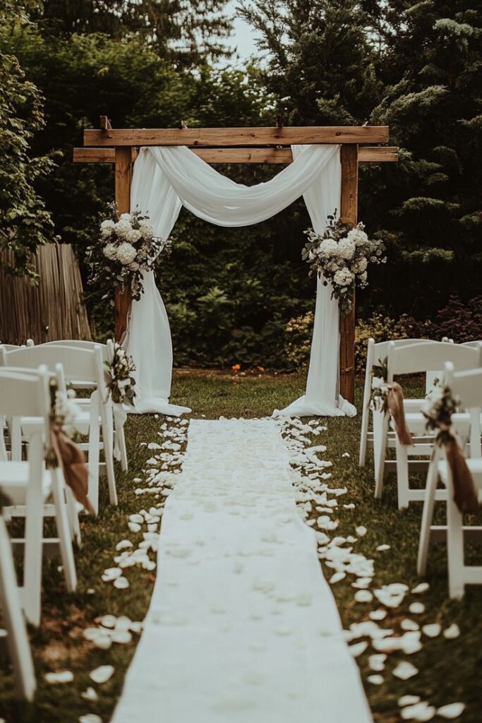 Backyard Wedding Floral Arch Setup
