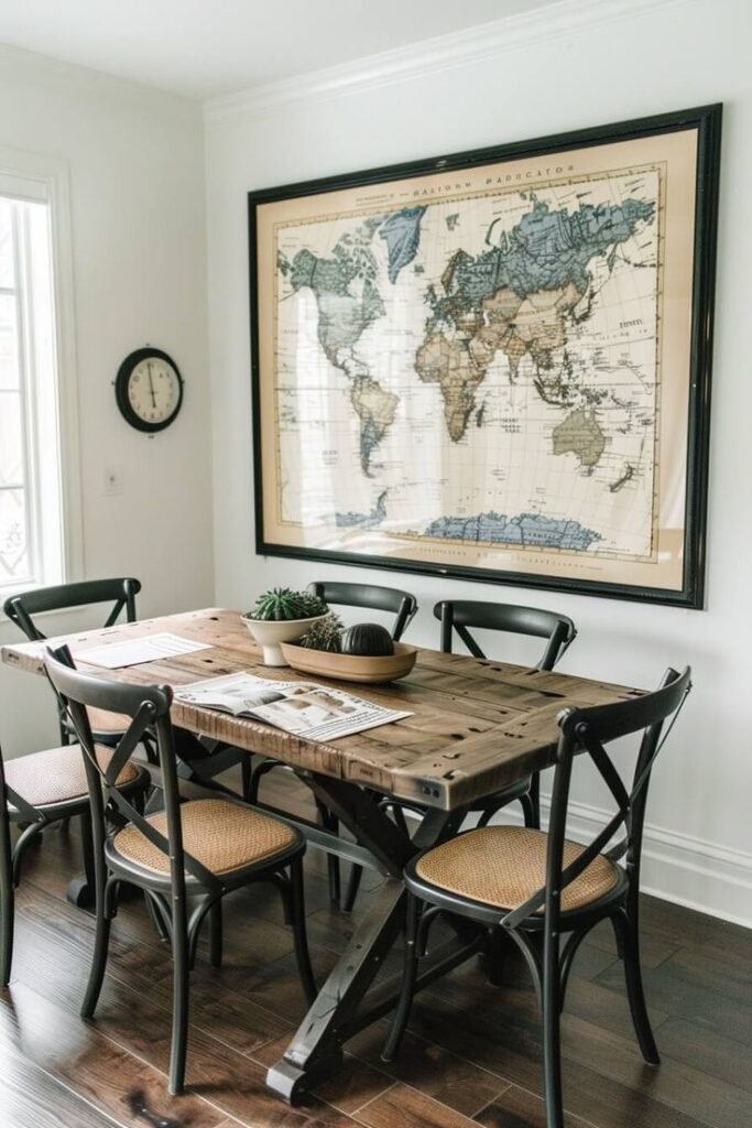 Vintage Maps On Dining Wall