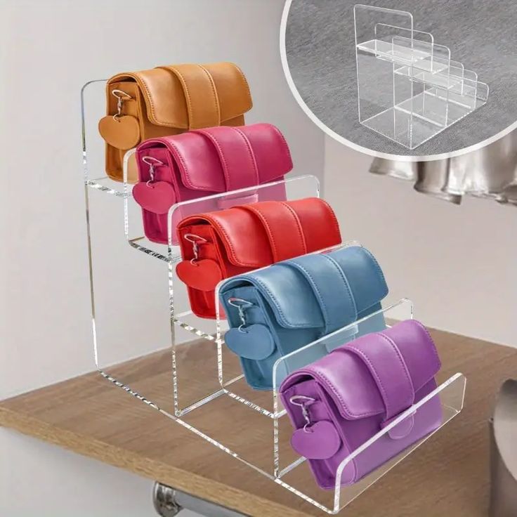 Shelf Risers for Handbag Display