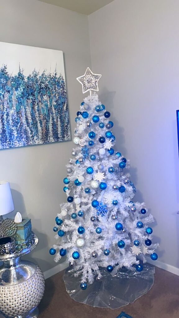 White Tree With Blue Decor
