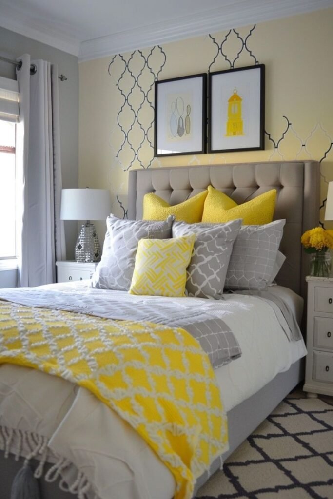 Yellow and Grey Bedroom