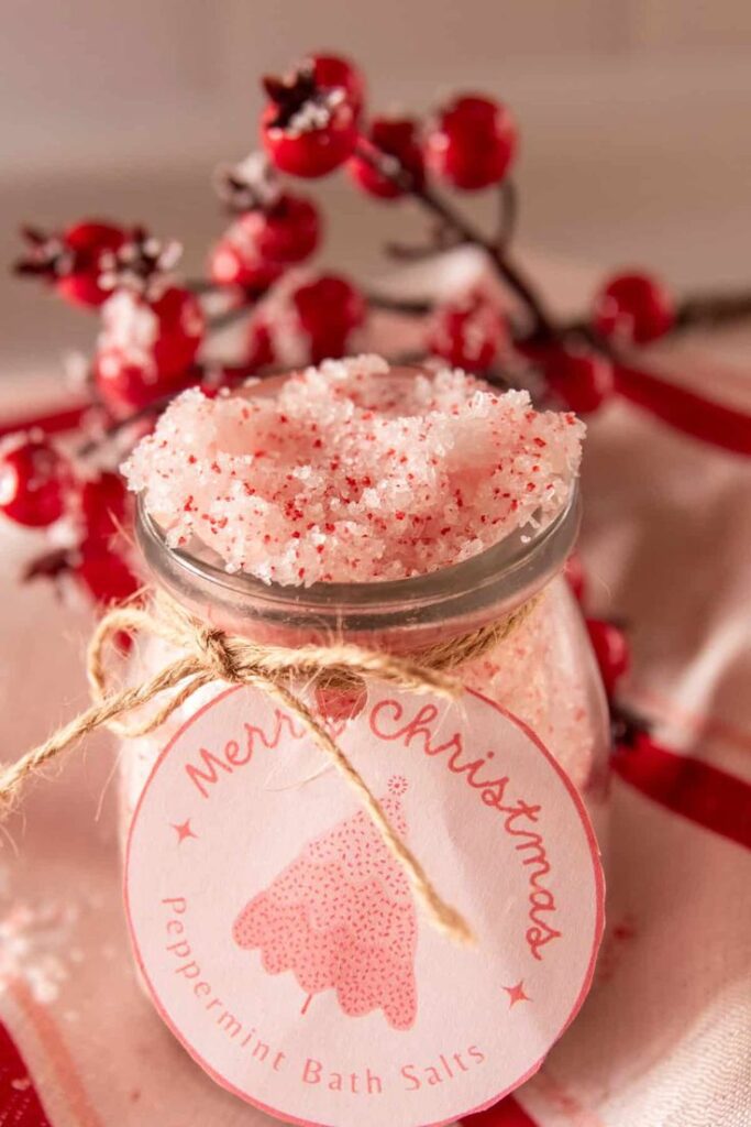 Peppermint Bath Salts in Holiday Shapes
