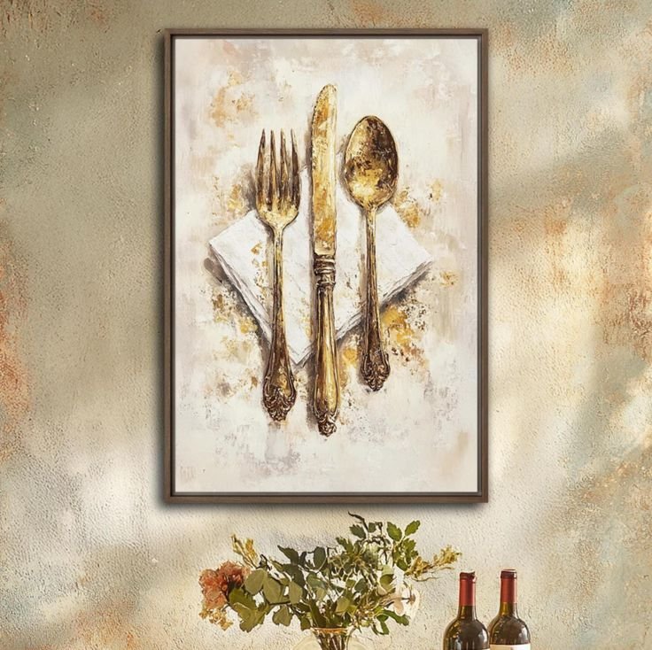 Cutlery Images Painting On Wall