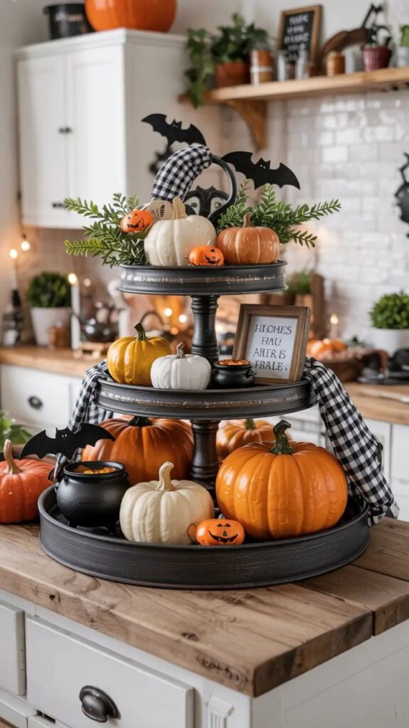 Tiered Tray Vignette Fall Kitchen