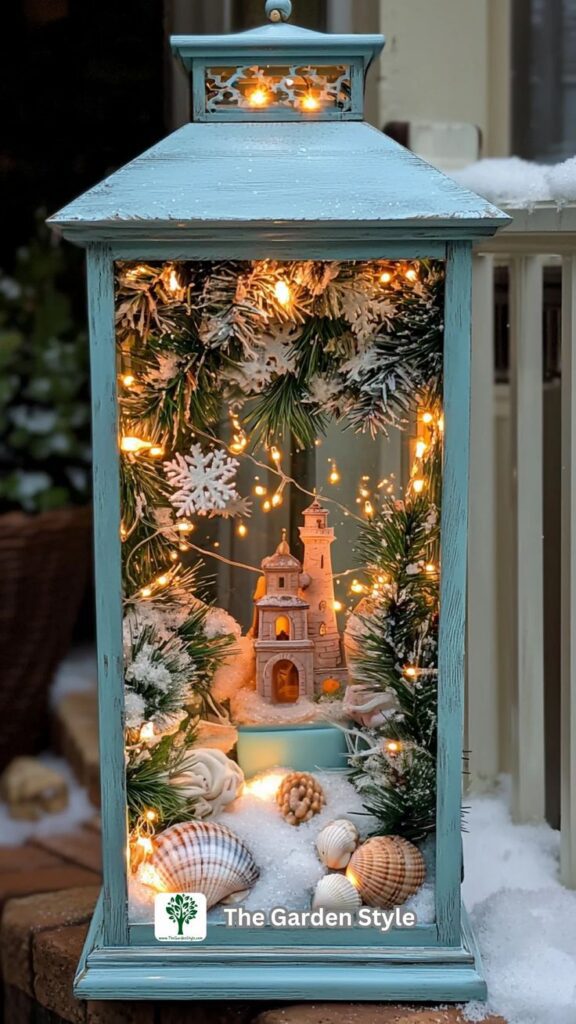 Coastal Seashell Christmas Lantern