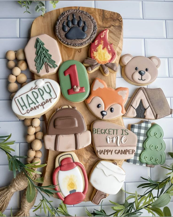 One Happy Camper First Birthday Sugar Cookies