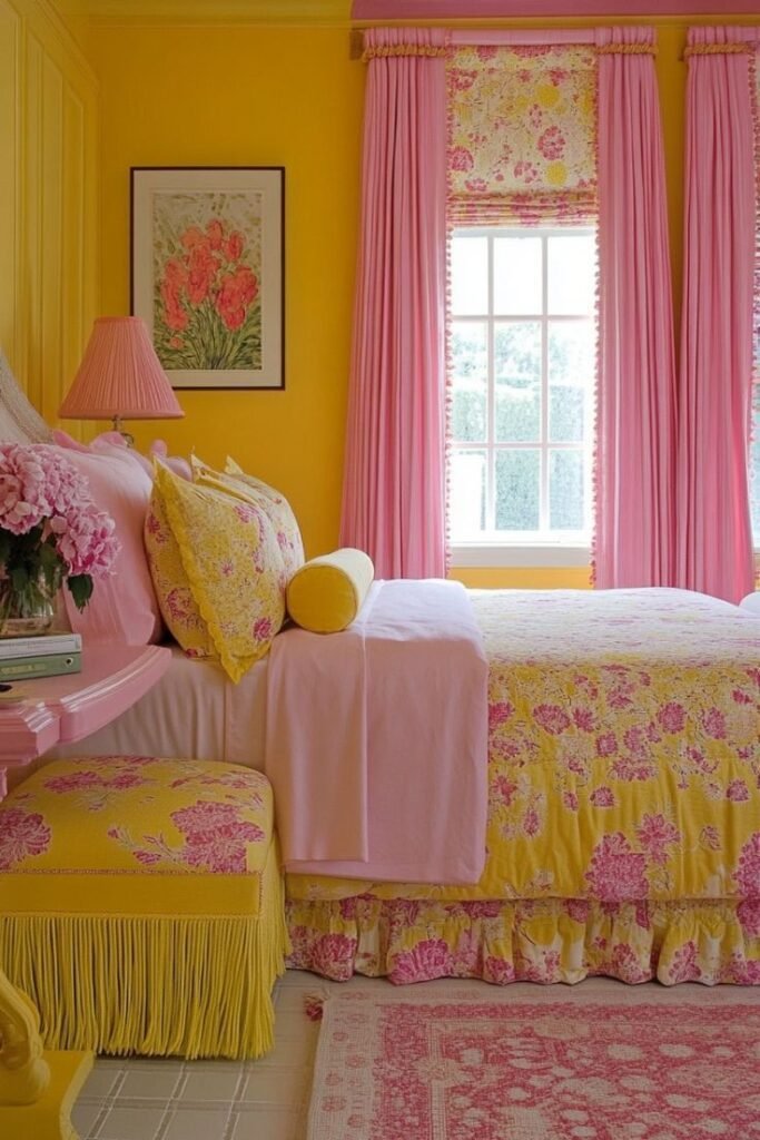 Yellow And Pink Bedroom