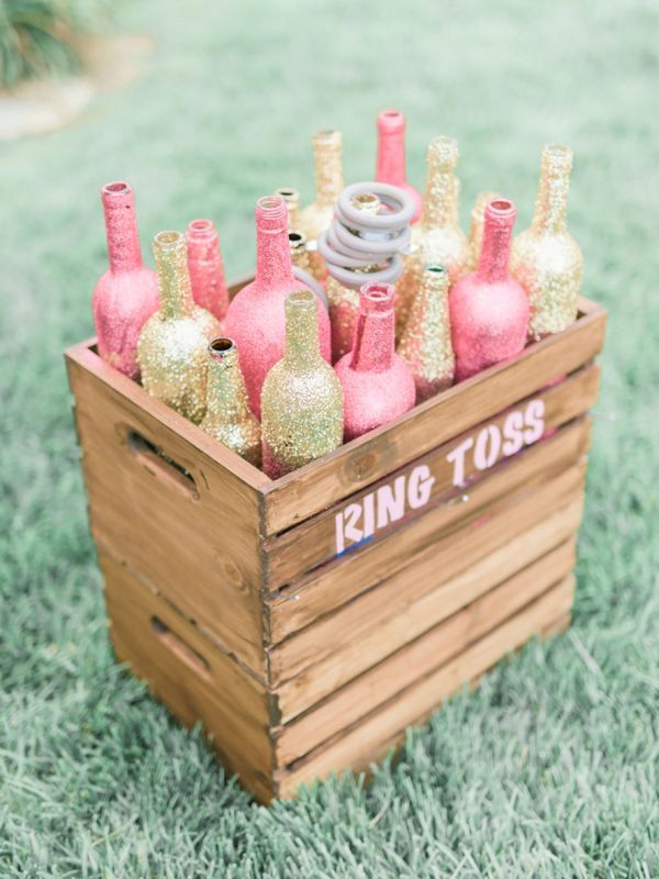 Backyard Wedding Ring Toss with Bottles