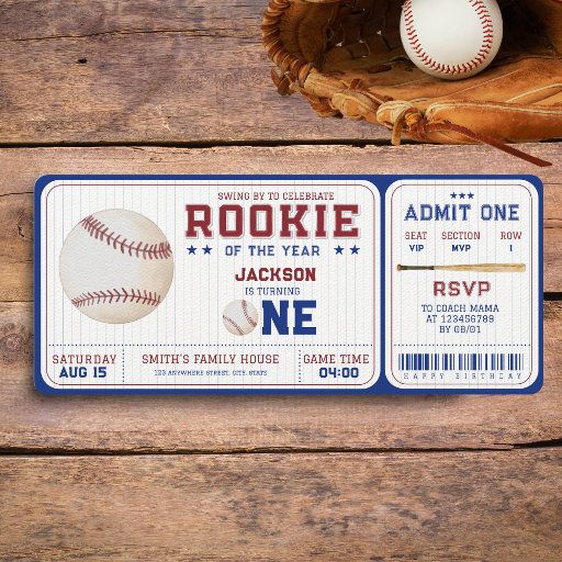 Baseball Ticket-Style Birthday Invitations
