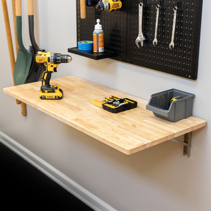 Fold-Down Workbench Against Wall