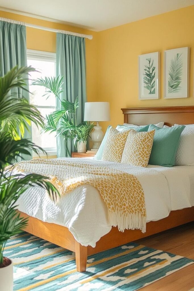 Yellow And Green Bedroom