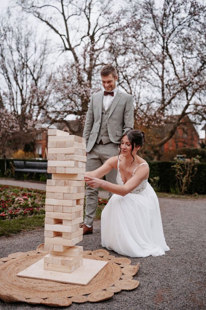 Backyard Wedding Giant Jenga