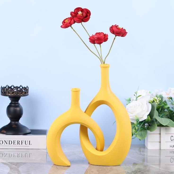 Modern Yellow Vase Table Piece