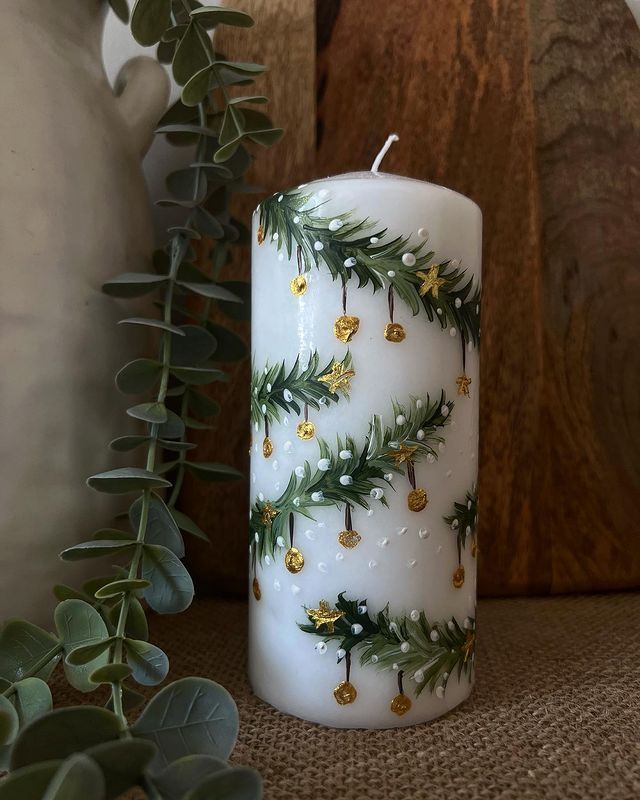 Fabric Xmas Tree Tabletop Candle