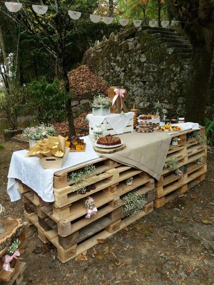 Backyard Wedding Sorted Table With Home-Made Items