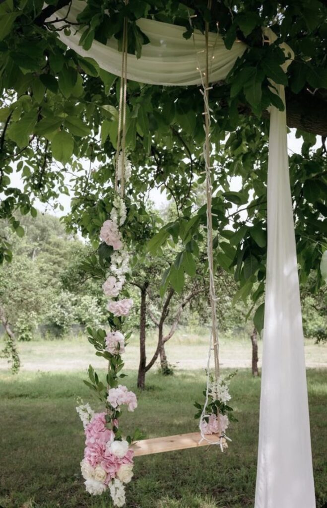 Backyard Wedding Floral Swing